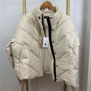 NWT Faux Leather Puffer Jacket